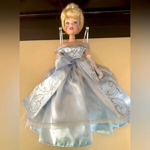 RARE PORCELAIN CINDERELLA 16" Doll Princess Dress Rhinestones Tulle Brass Key